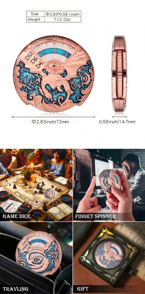 Dice Habit Dragon Roulette Dice Blue and Copper (Poly Set Spinner)