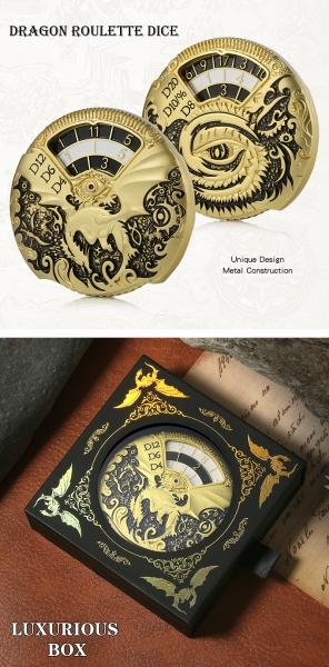Dice Habit Dragon Roulette Dice Black and Gold (Poly Set Spinner)