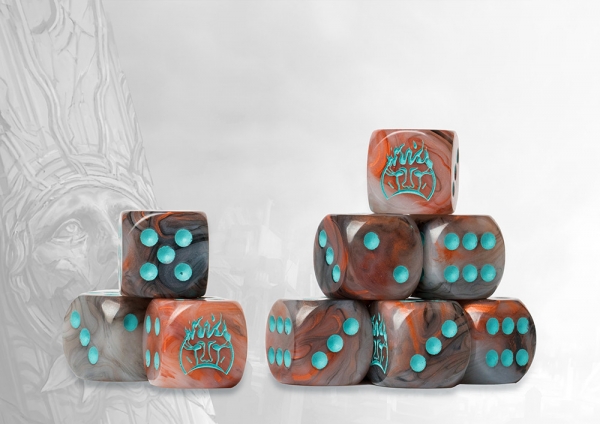 Conquest: Old Dominion Logo on Brown Marbled Dice - 24 per pack