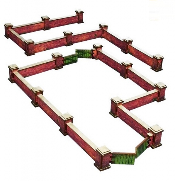 WW2 Prepainted Scenery 28mm: Normandy Wall with Gate (low)