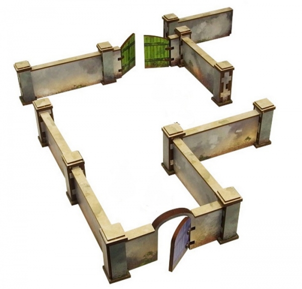 WW2 Prepainted Scenery 28mm: Normandy Wall with Gate (high)