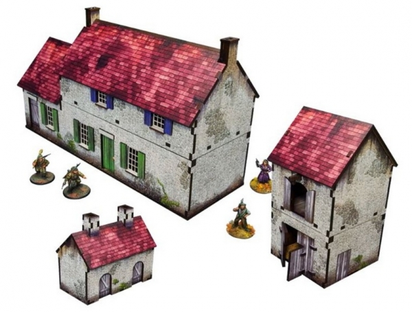 WW2 Prepainted Scenery 28mm: Normandy Homestead with Outbuildings