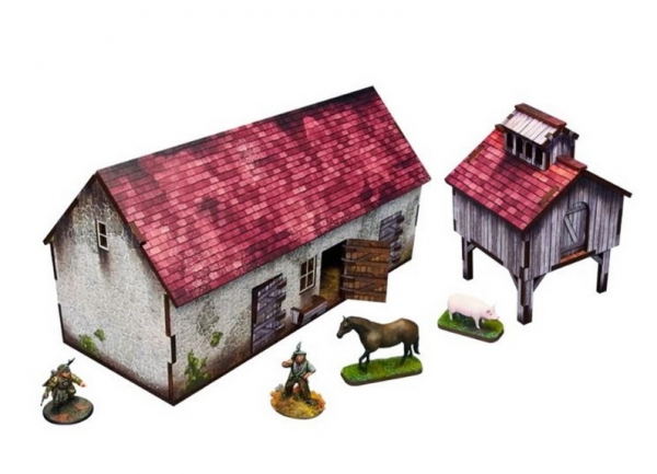 WW2 Prepainted Scenery 28mm: Normandy Stable With Dovecote