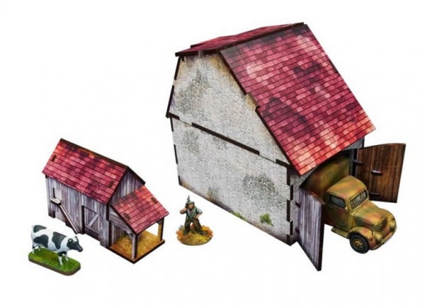 WW2 Prepainted Scenery 28mm: Normandy Coach House With Chicken Coop