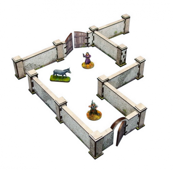 WW2 Prepainted Scenery 28mm: Normandy Stone Wall with Gate (high)