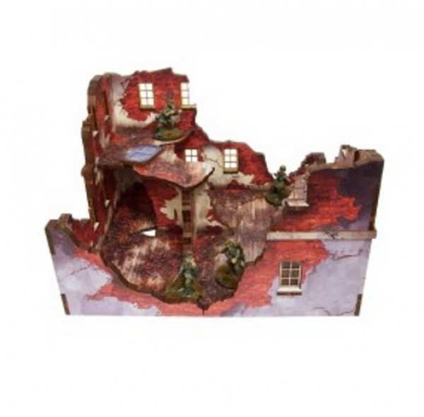 WW2 Prepainted Scenery 28mm: Normandy Ruined Large House #1