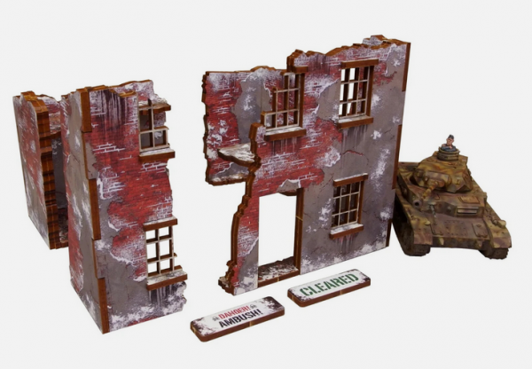 WW2 Prepainted Scenery 28mm: Normandy Achtung Panzer Winter Ruins #2