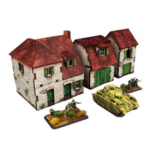 Historical Prepainted Scenery 15mm: Normandy Homestead Farmhouse with Outbuildings