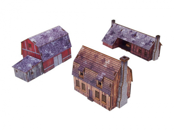 WW2 Prepainted Scenery 15mm: New World Farm (4) Epic Battles Set