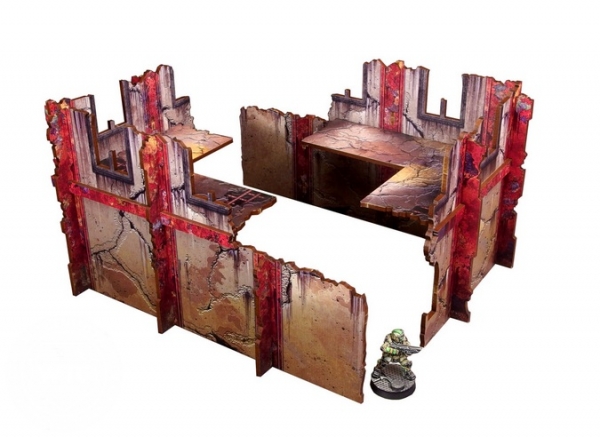 Sci-fi Imperial Pre-painted Terrain: Imperial Walls, Low - Red (2)