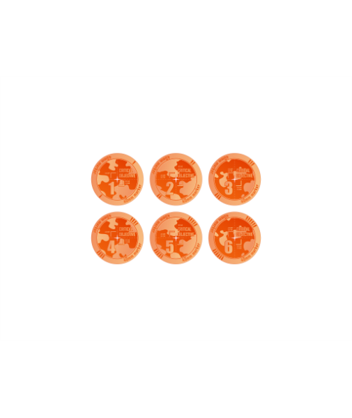 Miniature Tokens & Templates: Objective ''Critical'' Markers 40mm 1-6 Fluo Orange