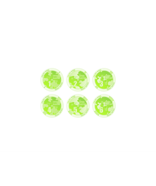 Miniature Tokens & Templates: Objective ''Critical'' Markers 40mm 1-6 Fluo Green