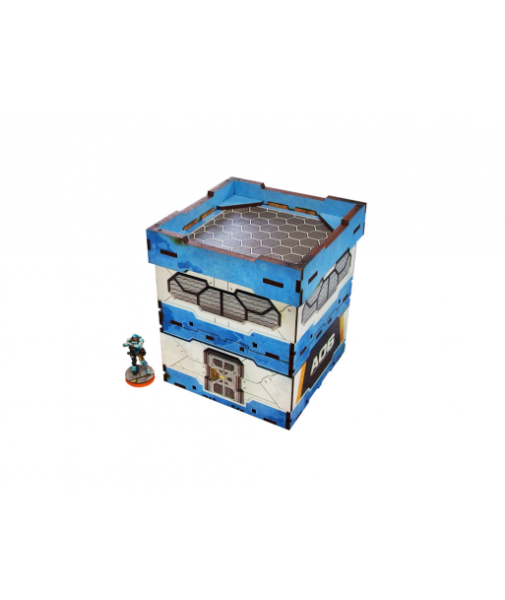 Infinity Prepainted Terrain: District 5 Guardhouse (1) (blue)