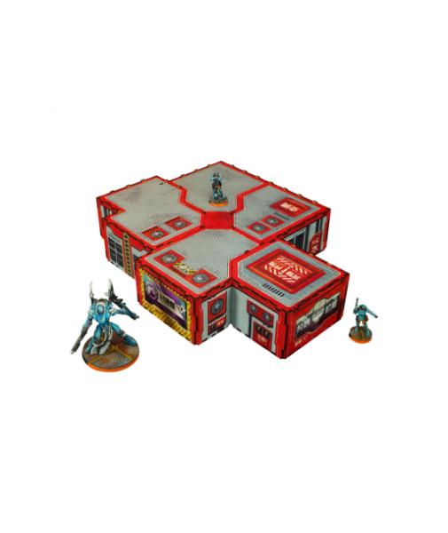 Infinity Prepainted Terrain: Kokkyo-3 Commercial Hub (red)