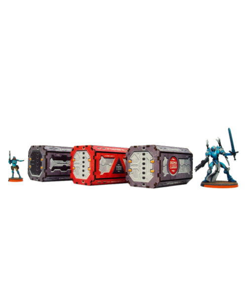 Infinity Prepainted Terrain: Precinct Sigma Containers (3) (grey/red)