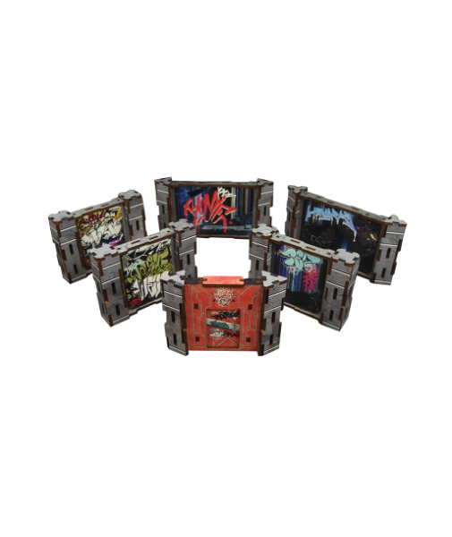 Infinity Prepainted Terrain: Precinct Sigma News Walls (6) (grey)