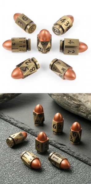 Dice Habit: Metal & Enamel Dice Set - (Bullet) Copper & Brass (7pcs)