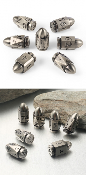Dice Habit: Metal & Enamel Dice Set - (Bullet) Silver (7pcs)