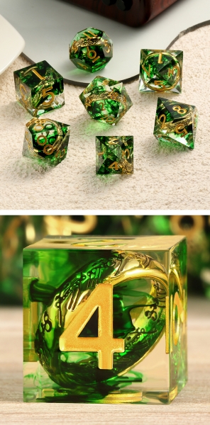 Dice Habit Sharp Edge Dice Set (7pcs) Ring Green
