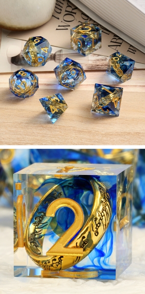 Dice Habit Sharp Edge Dice Set (7pcs) Ring Blue