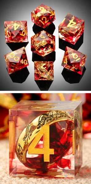 Dice Habit Sharp Edge Dice Set (7pcs) Ring Red