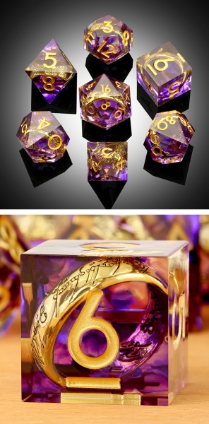 Dice Habit Sharp Edge Dice Set (7pcs) Ring Purple
