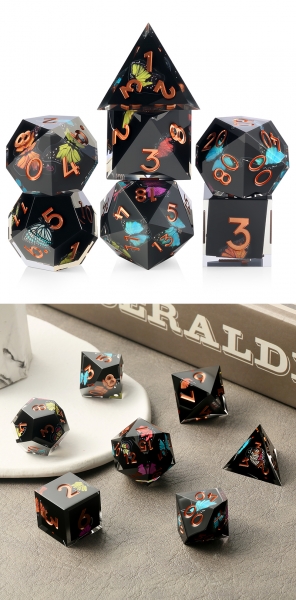 Dice Habit Sharp Edge Dice Set (7pcs) Butterfly