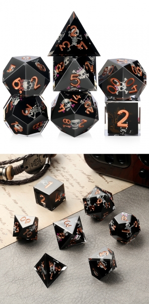 Dice Habit Sharp Edge Dice Set (7pcs) Bones (Black)