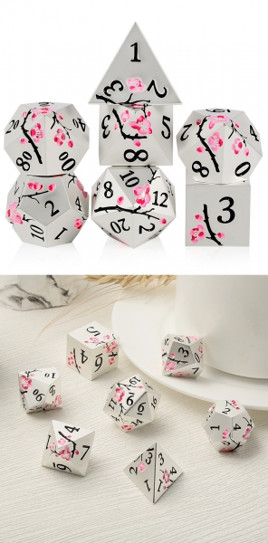Dice Habit: Metal & Enamel Dice Set - (Sakura) Awaken (7pcs)