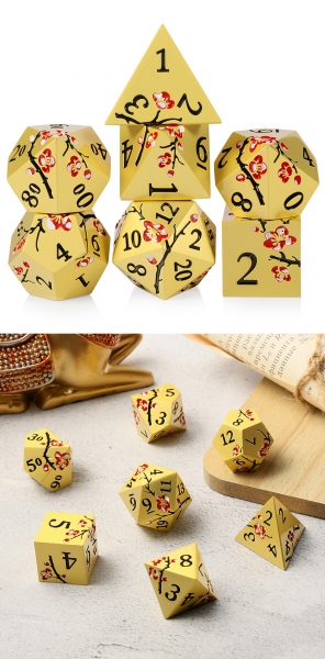 Dice Habit: Metal & Enamel Dice Set - (Sakura) Prosperity (7pcs)
