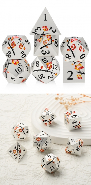 Dice Habit: Metal & Enamel Dice Set - (Sakura) Fragrant (7pcs)