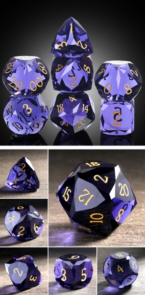Dice Habit: Faceted Glass Dice Set (7pcs) Amethyst