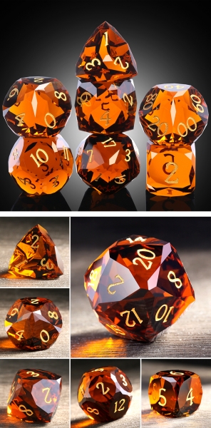 Dice Habit: Faceted Glass Dice Set (7pcs) Citrine