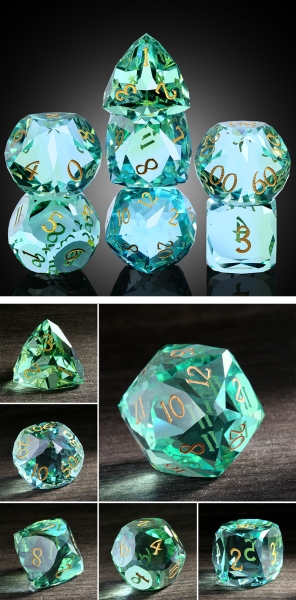 Dice Habit: Faceted Glass Dice Set (7pcs) Tourmaline