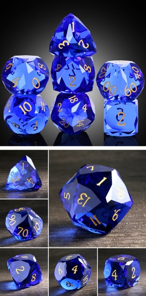 Dice Habit: Faceted Glass Dice Set (7pcs) Sapphire