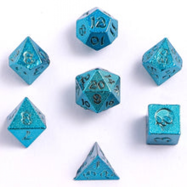 Unseelie Mini Metal RPG Dice set - Blue
