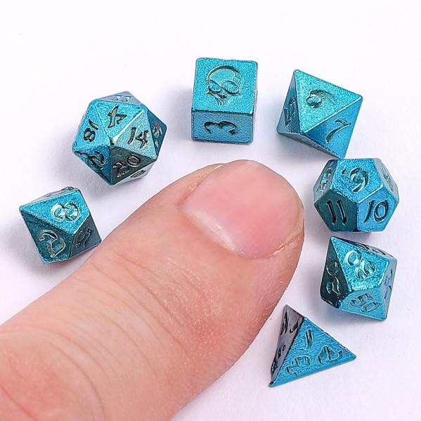 Unseelie Mini Metal RPG Dice set - Blue