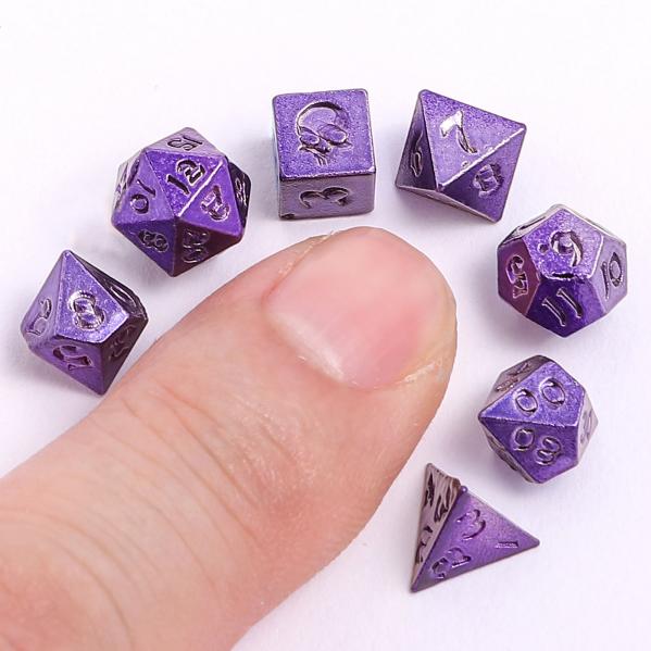Unseelie Mini Metal RPG Dice set - Purple