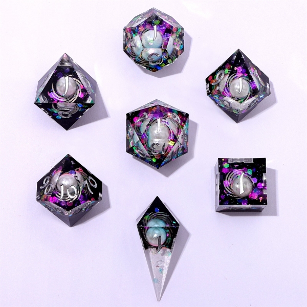 Captured Magic Sharp Edge Resin Dice Set - Celestial Pearl