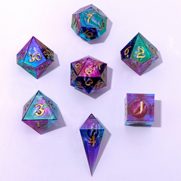 Always Watching Liquid Core Sharp Edge Resin Dice - Oil Eye