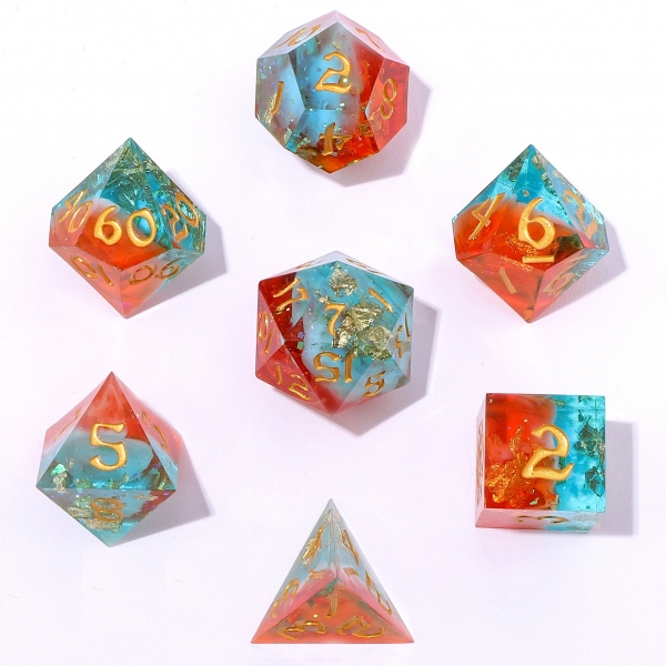 Captured Magic Sharp Edge Resin Dice  - Sunset Mirage