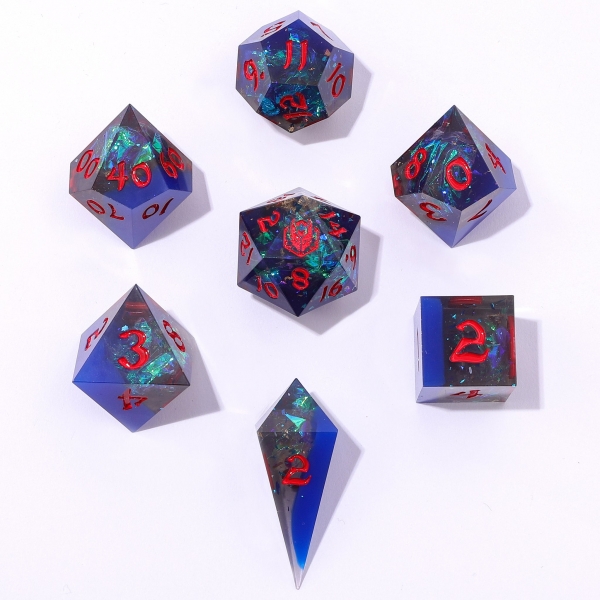 Captured Magic Sharp Edge Resin Dice  - Sapphire Inferno