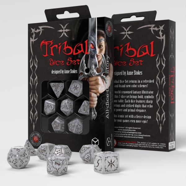 Q-Workshop: Tribal Dice Set: Pearl & Brown