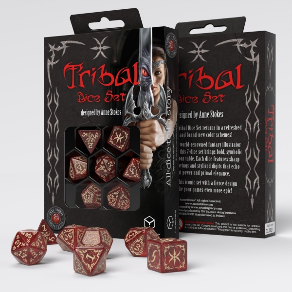 Q-Workshop: Tribal Dice Set: Shimmering Red & Beige