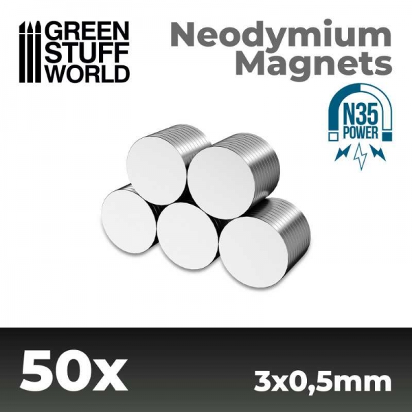 Green Stuff World: Neodymium Magnets 3x0'5mm - 50 units (N35)