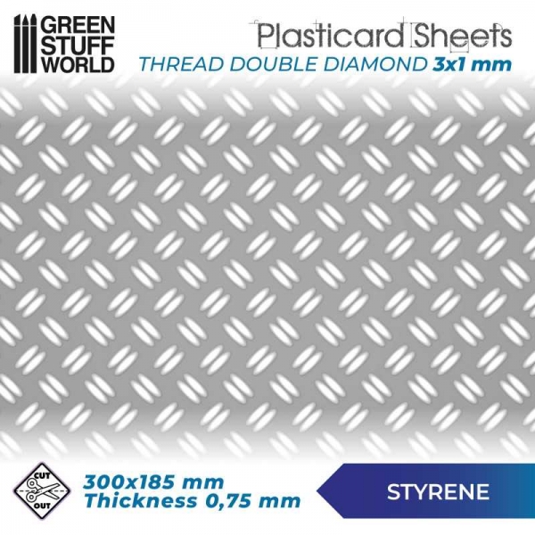 Green Stuff World: Plasticard - Thread  DOUBLE DIAMOND Textured Sheet