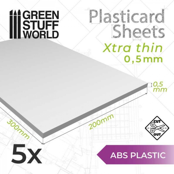 Green Stuff World: ABS Plasticard A4 - 0'5 mm COMBOx5 sheets