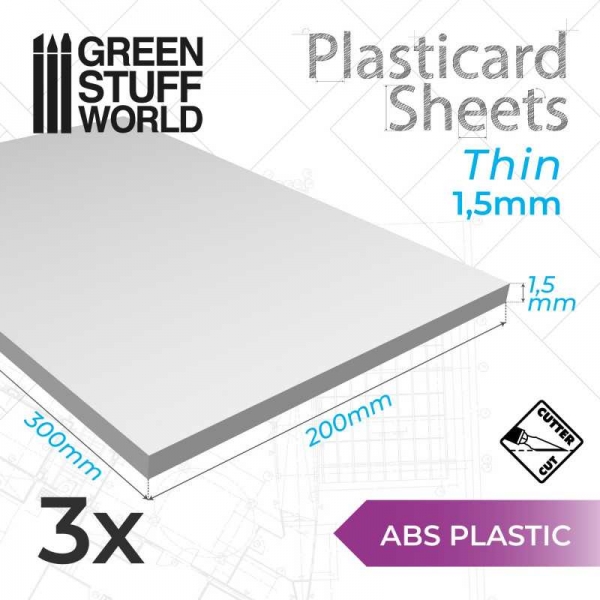 Green Stuff World: ABS Plasticard A4 - 1'5 mm COMBOx3 sheets
