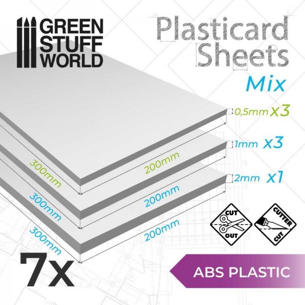 Green Stuff World: ABS Plasticard A4 - Variety 7 sheets pack