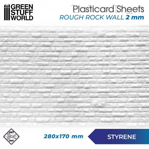 Green Stuff World: Plasticard - ROUGH ROCK WALL Textured Sheet